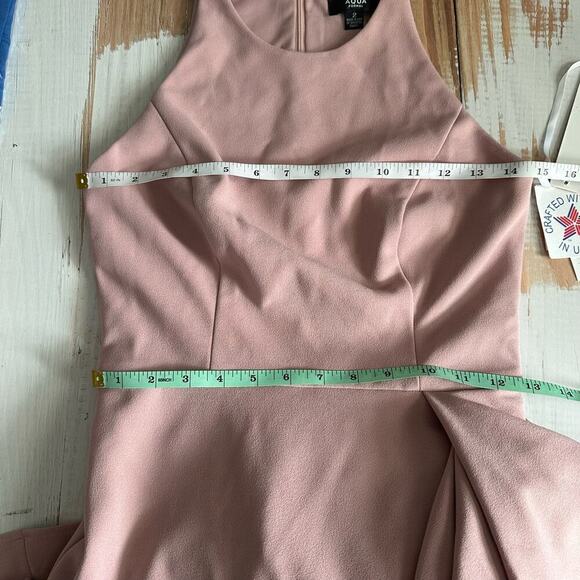 AQUA Formal Cascade Ruffle Mermaid Gown US 2 Rose Bridesmaid Prom Stretch - Picture 7 of 9